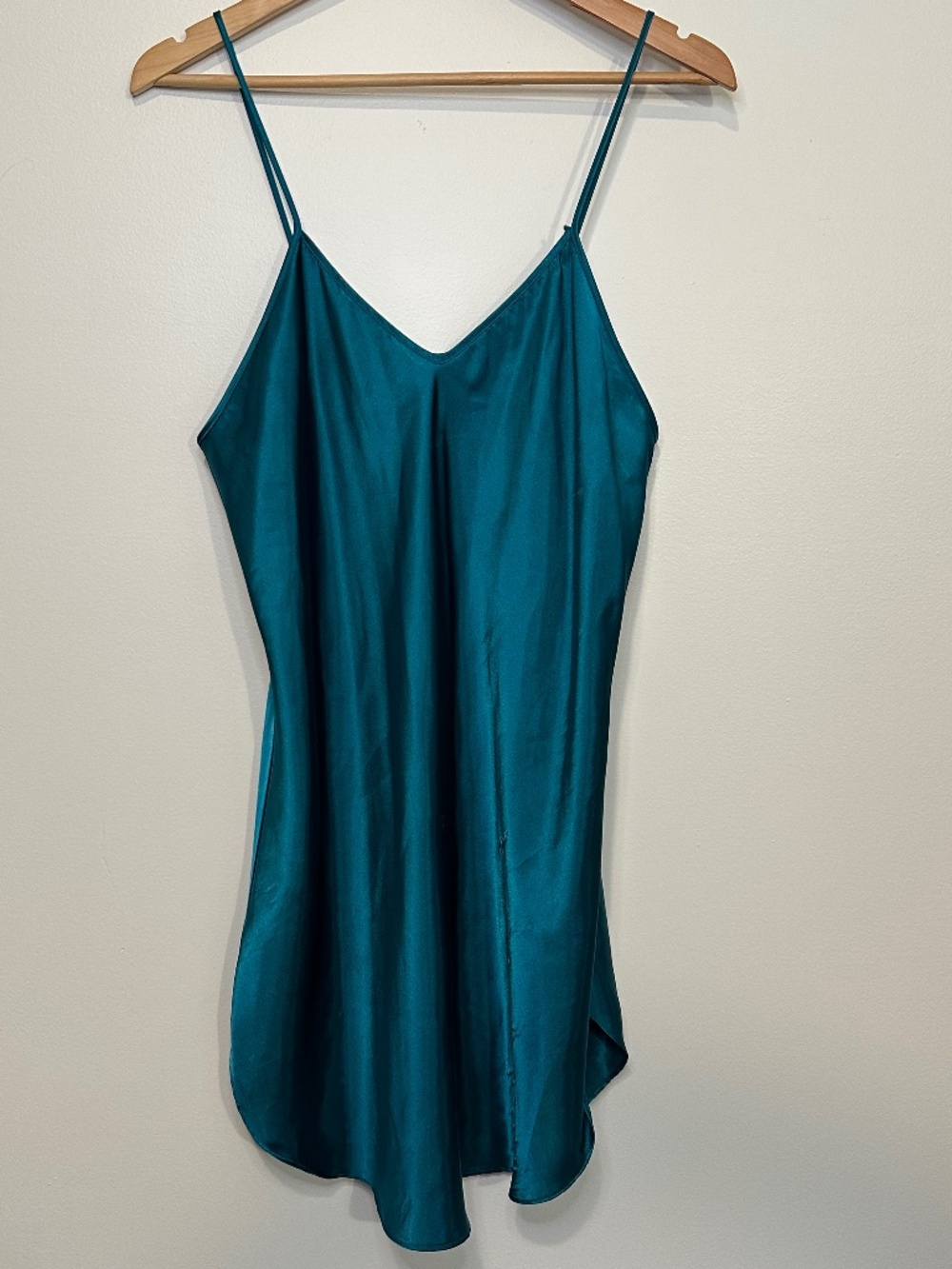 Vintage Y2K LA Intimates Teal Sexy Satin Slip Dress Large